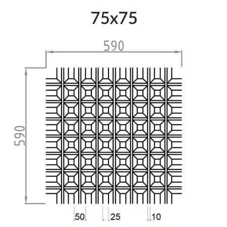 Грильято Пирамидальный ячейка 75х75мм, белый матовый, высота 42.5 мм, ширина 10 мм