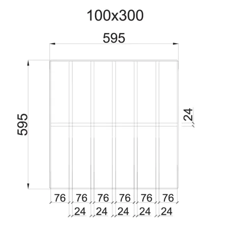 Грильято GL-24 Жалюзи ячейка 100x300, высота 34 мм, ширина 24 мм, суперхром