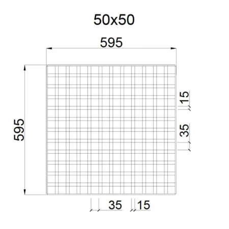 Грильято GL-15 ячейка 50x50, высота 37 мм, ширина 15 мм, супер-хром