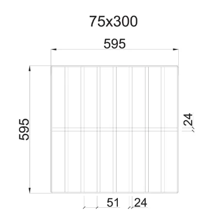 Грильято GL-24 Жалюзи ячейка 75x300, высота 34 мм, ширина 24 мм, черный