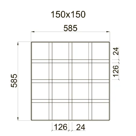 Грильято GL-24 ячейка 150x150, высота 34 мм, ширина 24 мм, металлик