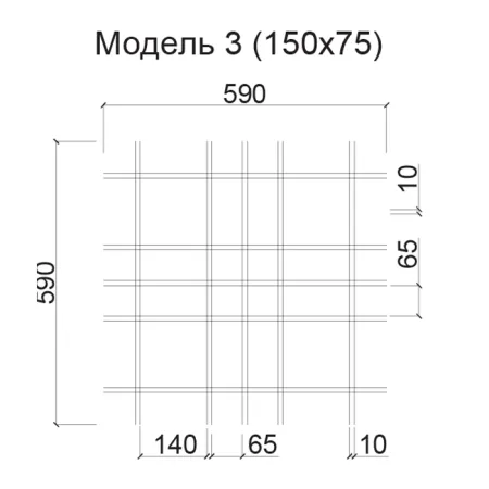 Грильято Нестандартная ячейка Модель 3 ячейка 150х75мм, окраска по RAL, высота 30 мм, ширина 5 мм