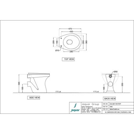 Унитаз напольный Essco Elements ECS-WHT-551PSPP Белый