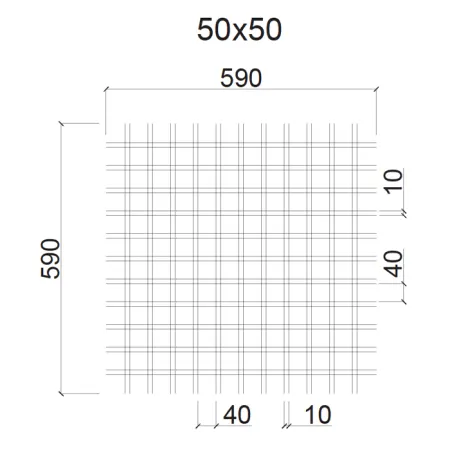 Грильято ячейка 50х50, высота 40 мм, ширина 10 мм, черный