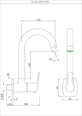 Кран для раковины в кухню Essco Aspire APR-CHR-101347N Хром