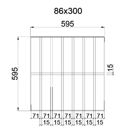 Грильято GL-15 Жалюзи ячейка 86x300, высота 37 мм, ширина 15 мм, белый матовый