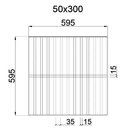 Грильято GL-15 Жалюзи ячейка 50x300, высота 37 мм, ширина 15 мм, металлик матовый
