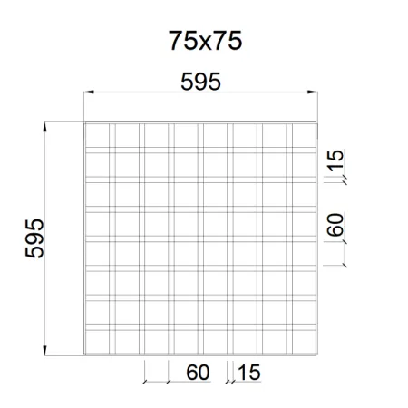 Грильято GL-15 ячейка 75x75, высота 47 мм, ширина 15 мм, черный