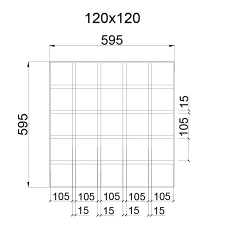 Грильято GL-15 ячейка 120x120, высота 37 мм, ширина 15 мм, белый оцинк