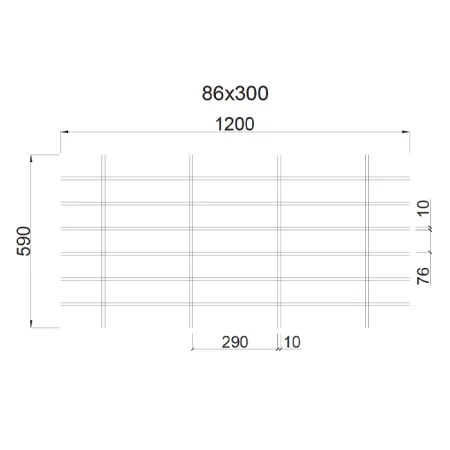 Грильято Жалюзи ячейка 300x86 мм, окраска по RAL, высота 30 / 50 мм, ширина 10 мм