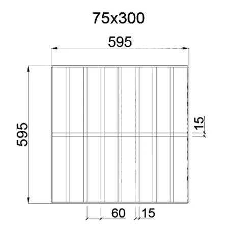 Грильято GL-15 Жалюзи ячейка 75x300, высота 37 мм, ширина 15 мм, черный оцинк.