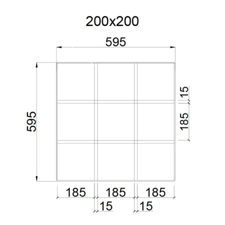 Грильято GL-15 ячейка 200x200, высота 47 мм, ширина 15 мм, металлик матовый