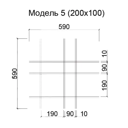 Грильято Нестандартная ячейка Модель 5 ячейка 200х100мм, супер-хром, высота 40 мм, ширина 10 мм