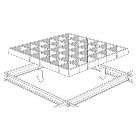 Грильято GL-15 ячейка 75x75, высота 47 мм, ширина 15 мм, черный