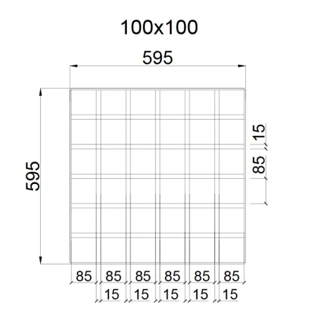 Грильято GL-15 ячейка 100x100, высота 37 мм, ширина 15 мм, металлик матовый