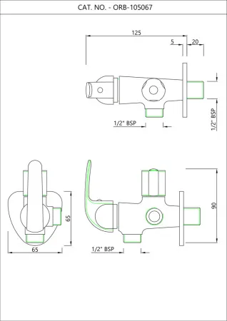 Двухходовой угловой кран с фланцами Essco Orbit ORB-CHR-105067 Хром