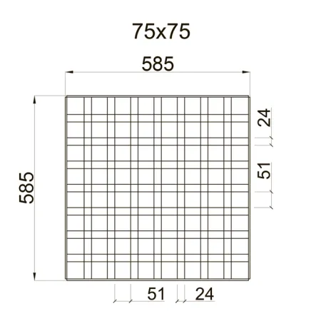 Грильято GL-24 ячейка 75x75, высота 34 мм, ширина 24 мм, металлик