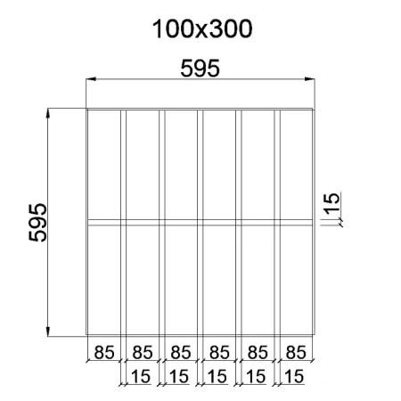 Грильято GL-15 Жалюзи ячейка 100x300, высота 37 мм, ширина 15 мм, черный оцинк.