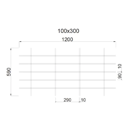 Грильято Жалюзи ячейка 300x100 мм, черный, высота 30 / 50 мм, ширина 10 мм