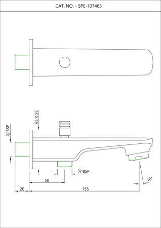 Излив для ванны Essco Stella SPE-CHR-107463 с дивертором Хром