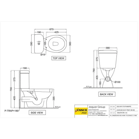 Унитаз напольный Essco Elements ECS-WHT-751P180NPPZ Белый с бочком