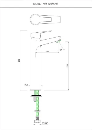Однорычажный высокий смеситель для раковины Essco Aspire APR-CHR-101005NB Хром
