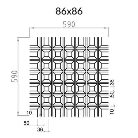 Грильято Пирамидальный ячейка 86х86мм, металлик, высота 42.5 мм, ширина 10 мм