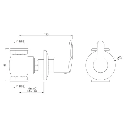 Настенный запорный клапан Essco Cosmo COS-CHR-103081 Хром