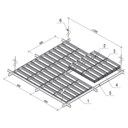 Грильято GL-15 Жалюзи ячейка 60x300, высота 37 мм, ширина 15 мм, белый матовый