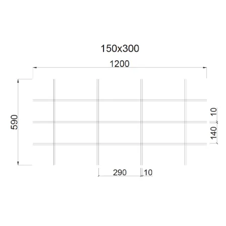 Грильято Жалюзи ячейка 300x150 мм, белый матовый, высота 30 / 50 мм, ширина 10 мм