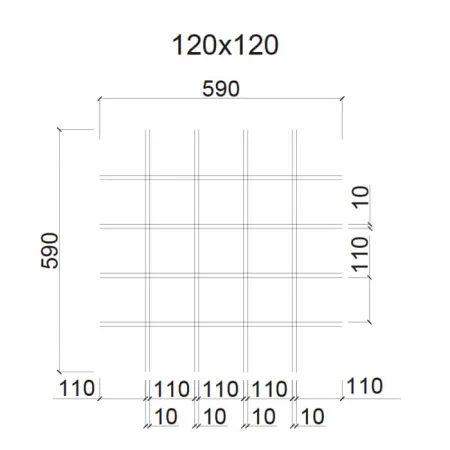 Грильято ячейка 120x120, высота 30 мм, ширина 5 мм, белый матовый