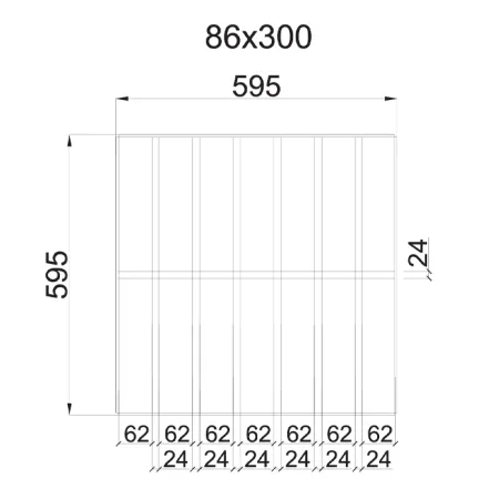 Грильято GL-24 Жалюзи ячейка 86x300, высота 34 мм, ширина 24 мм, черный