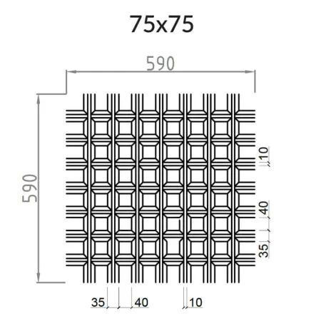 Грильято Пирамидальный ячейка 75х75мм, металлик, высота 35 мм, ширина 10 мм