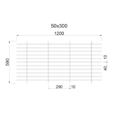 Грильято Жалюзи ячейка 300x50 мм, черный, высота 30 / 50 мм, ширина 10 мм