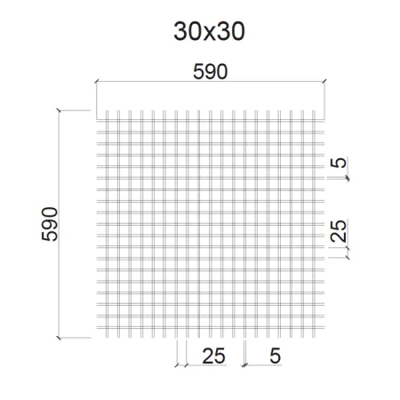 Грильято ячейка 30х30, высота 30 мм, ширина 5 мм, Палитра RAL