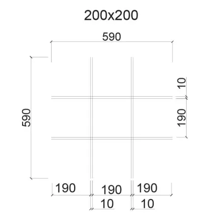 Грильято ячейка 200x200, высота 50 мм, ширина 10 мм, белый матовый