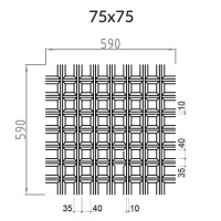 Грильято Пирамидальный ячейка 75х75мм, белый матовый, высота 35 мм, ширина 10 мм